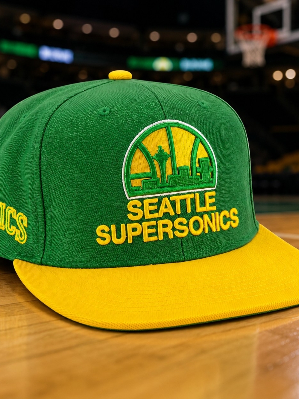 Mitchell & Ness Seattle SuperSonics Green Yellow Snapback Hat NBA
